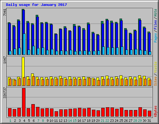 Daily usage for January 2017