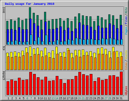 Daily usage for January 2018