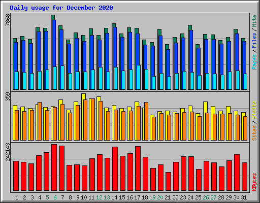 Daily usage for December 2020