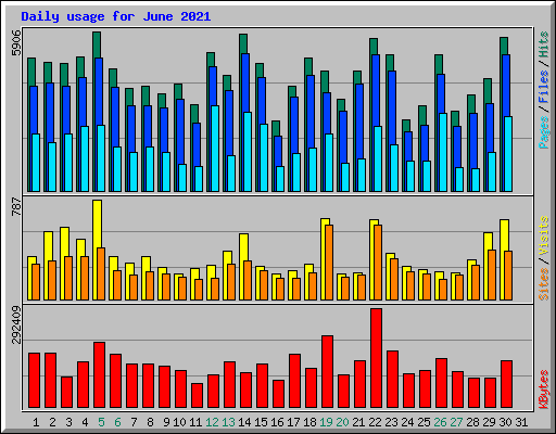Daily usage for June 2021