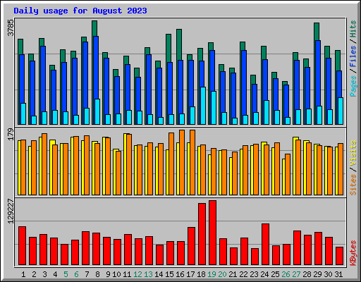 Daily usage for August 2023