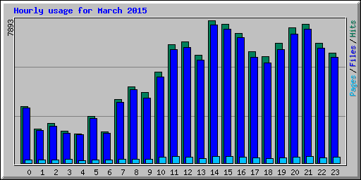 Hourly usage for March 2015