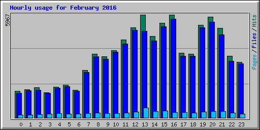 Hourly usage for February 2016