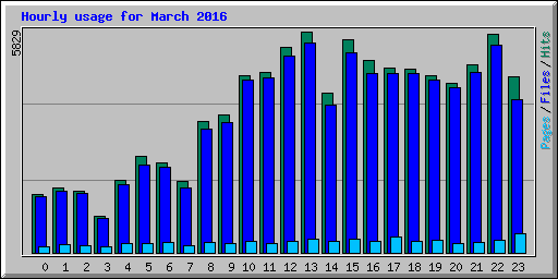 Hourly usage for March 2016
