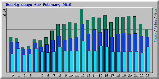 Hourly usage for February 2019